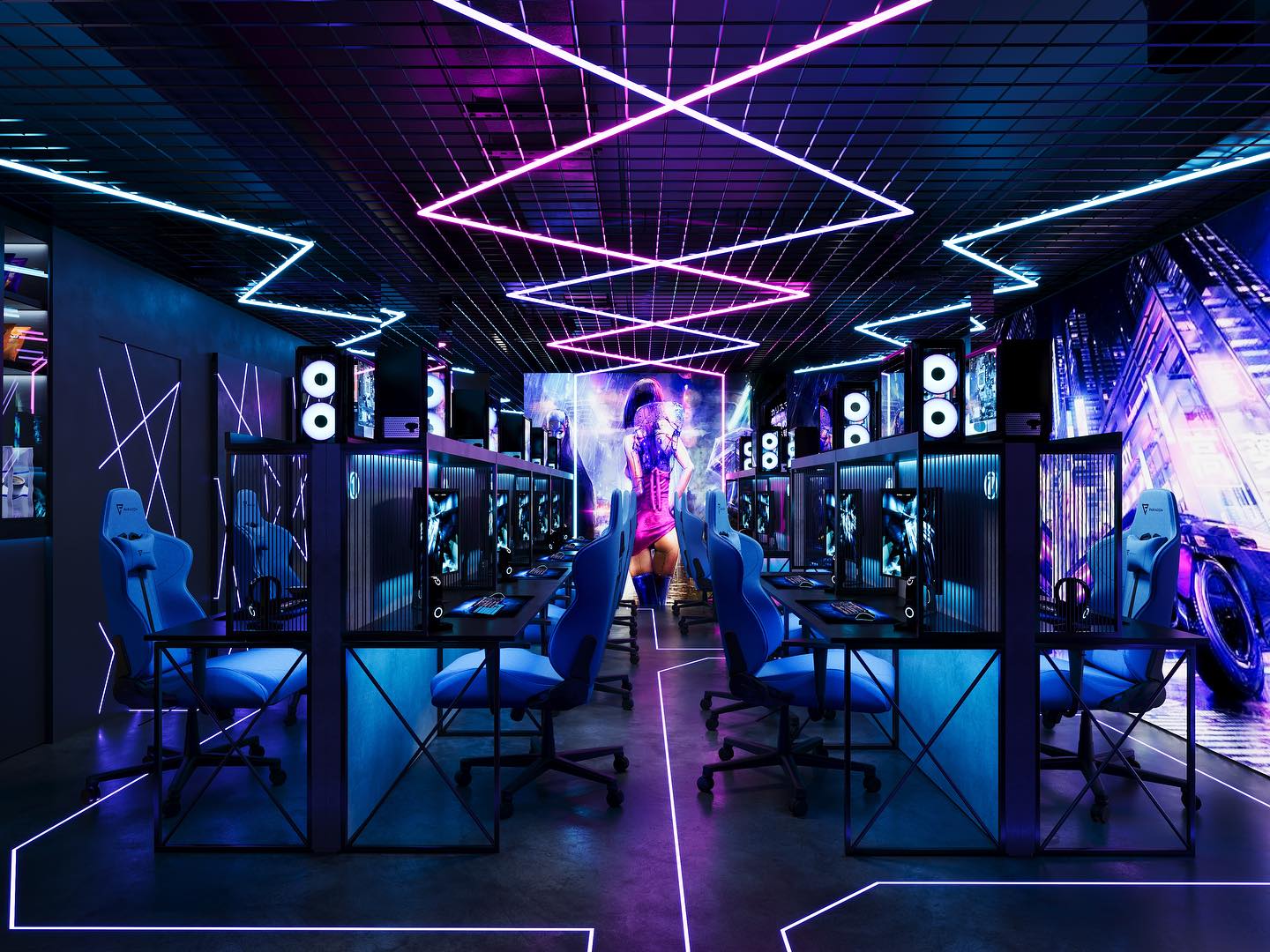 Cyberpunk PC Gaming - Modern gaming café